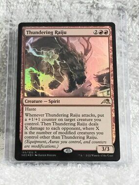 5/$20 Mint 2022 MTG Thundering Raiju Rare Holo Card 166/302 Deckmaster!!